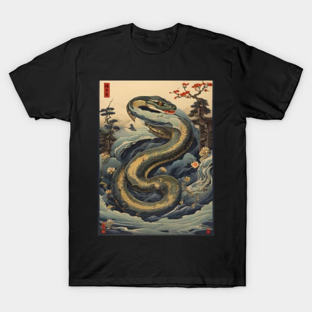 Japanese Anaconda Art T-Shirt by Spaceboyishere